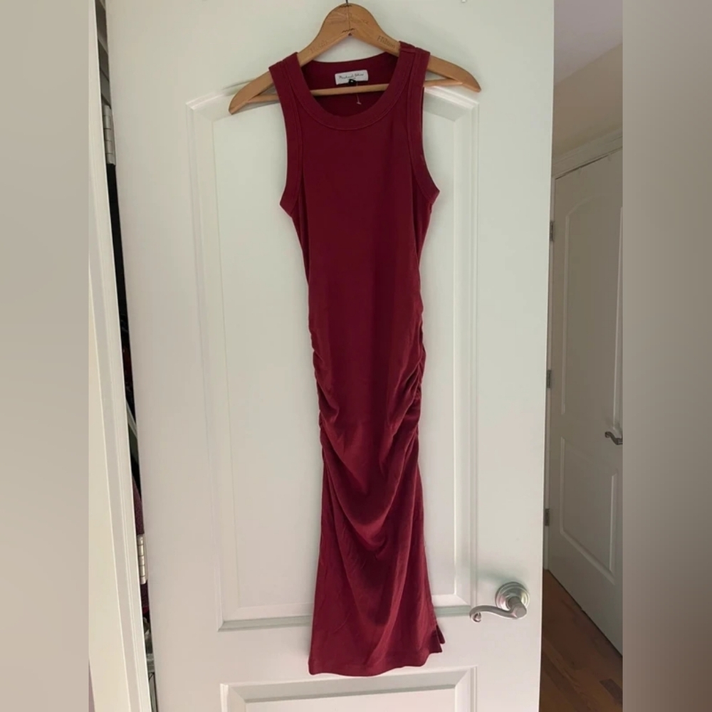 Sleeveless Burgundy Ruched Maxi Dress